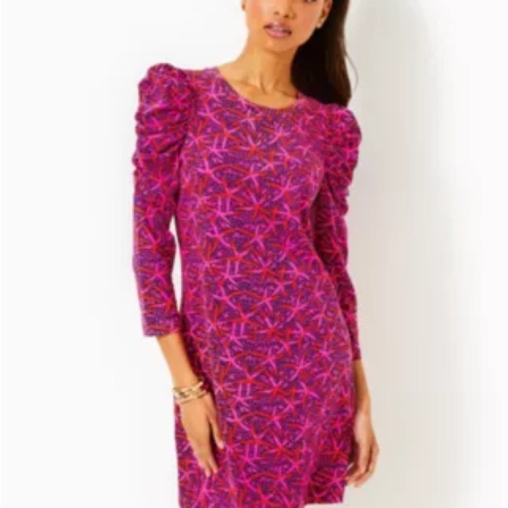 Lilly Pulitzer Pink Sheath Dress with Puff Sleeves
